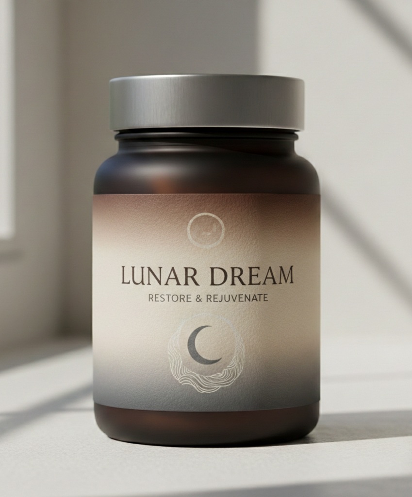 Lunar Dream supplement bottle displayed on neutral background
